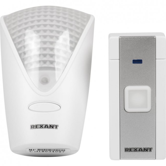 Беспроводной дверной звонок REXANT в розетку с ночной подсветкой 80м (белый/серый) RX-7 73-0070