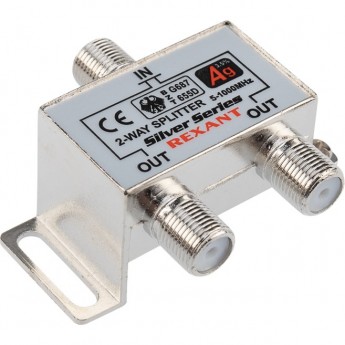 Делитель REXANT ТВ х 2 + 3шт. F box 5-1000 МГц silver Делитель REXANT ТВ х 2 + 3шт. F box 5-1000 МГц silver