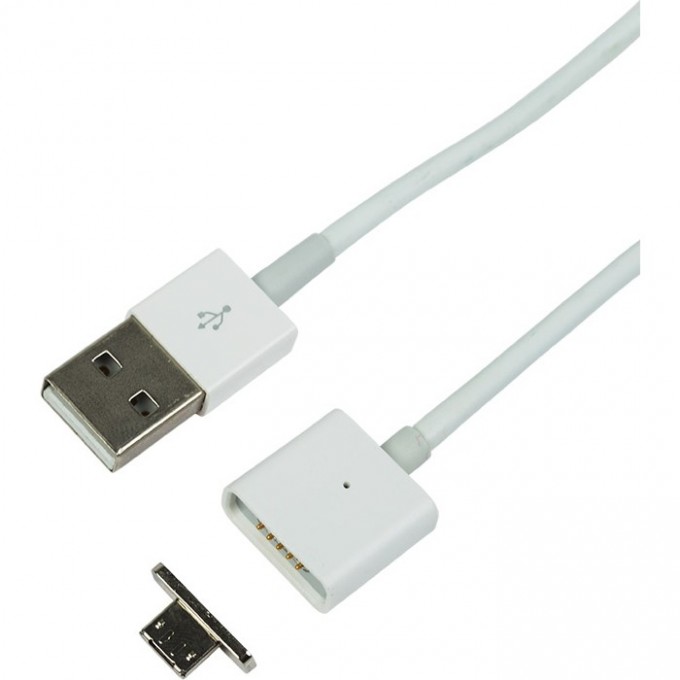 Кабель REXANT USB-A – micro USB, 1А, 1м, белый, со съемным магнитным штекером 18-0011-9