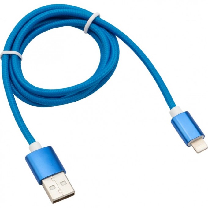 Кабель REXANT USB-Lightning 1 м синяя нейлоновая оплетка 18-7052
