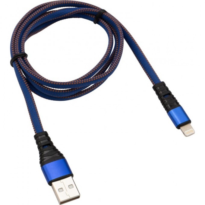 Кабель REXANT USB-Lightning 2.4 A синяя нейлоновая оплетка 18-7053