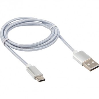 Кабель REXANT USB-Type-C 2,4A, длина 1 м, серебристый