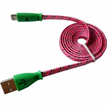 Кабель USB-Lightning REXANT для iPhone розовый светящиеся разъемы