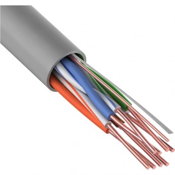 Кабель витая пара REXANT U/UTP, CAT 6, ZH нг(А)-HF, 4PR, 23AWG, INDOOR, SOLID, серый, 305 м