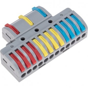 Клемма REXANT СМК 3х4 проходная разветвительная 3 полюса, с монтажной площадкой 1 ввод, 4 вывода на полюс 10 шт/уп