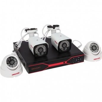 Комплект видеонаблюдения REXANT 2 наружные и 2 внутренние камеры AHD/2.0 Full HD