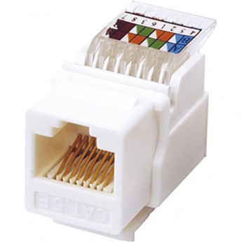 Модуль REXANT KEYSTONE JACK RJ-45(8P8C), UTP, CAT 5e, тип 180 градусов, самозажимной, белый