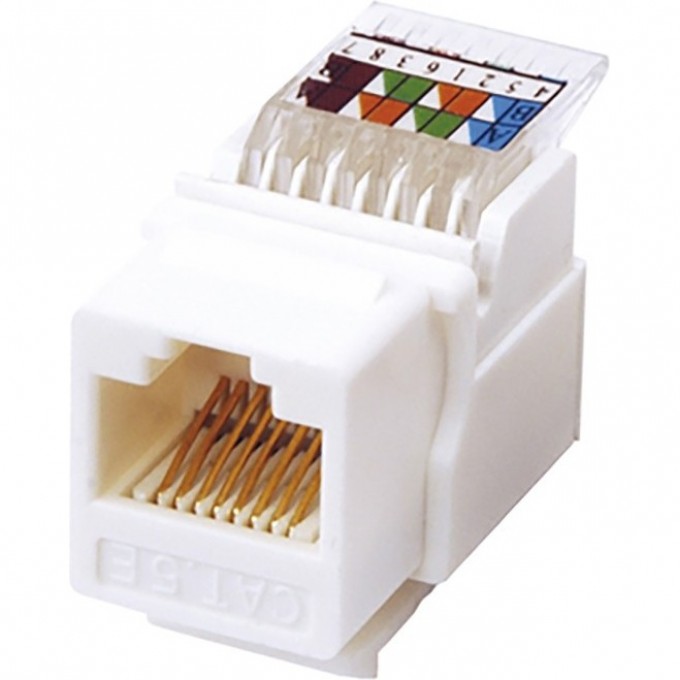 Модуль REXANT KEYSTONE JACK RJ-45(8P8C), UTP, CAT 5e, тип 180 градусов, самозажимной, белый 03-1012