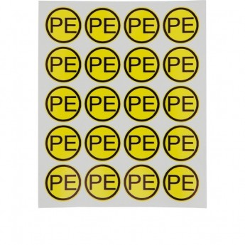 Наклейка REXANT знак электробезопасности «PE» d - 20 мм (20 шт на листе)