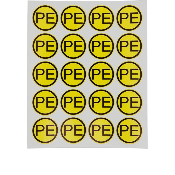 Наклейка REXANT знак электробезопасности «PE» d - 20 мм (20 шт на листе) 55-0004