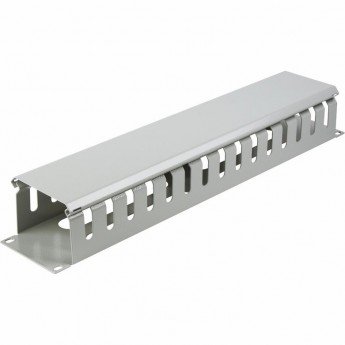 Органайзер кабельный REXANT горизонтальный с крышкой,19'', 2U, глубиной 72 мм, металл, RAL 7035 Органайзер кабельный REXANT горизонтальный с крышкой,19'', 2U, глубиной 72 мм, металл, RAL 7035