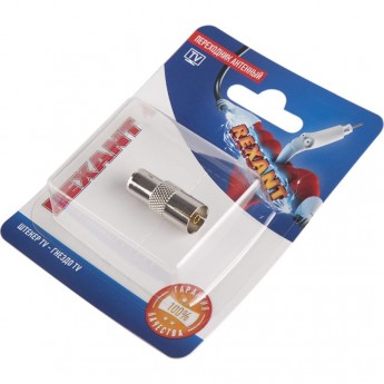 Переходник антенный REXANT штекер TV - гнездо TV (1шт) Переходник антенный REXANT штекер TV - гнездо TV (1шт)