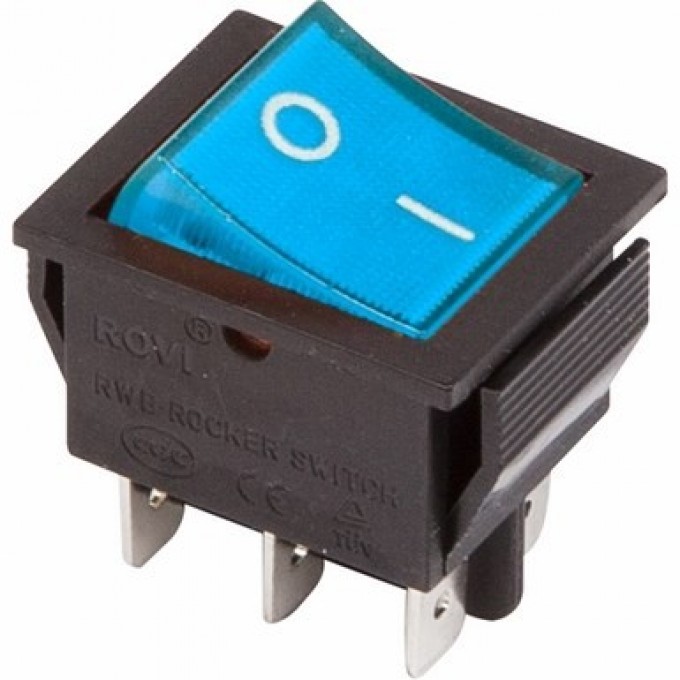 Переключатель клавишный REXANT RWB-506 250V 15А синий с подсветкой 36-2351