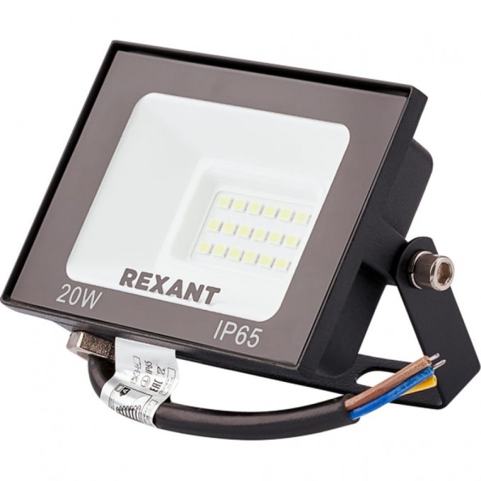Прожектор светодиодный REXANT СДО 20Вт 1600Лм 4000K дневной свет чёрный корпус 605-029