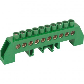 Шина REXANT PE «земля» в комбинированном зеленом изоляторе на DIN-рейку 6x9 мм 10 групп