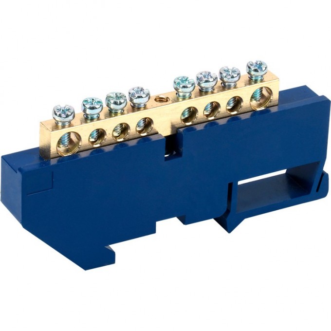 Шина REXANT с синим изолятором на рейку 6x9 мм 8 групп 11-2340