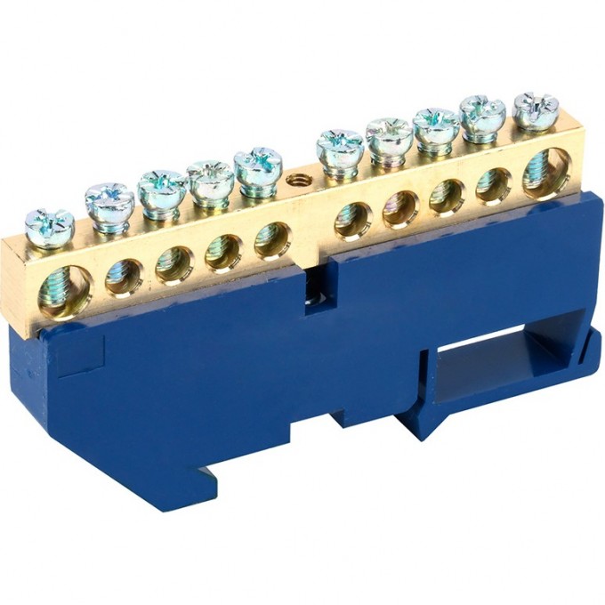 Шина REXANT с синим изолятором на рейку 8х12 мм 10 групп 11-2348