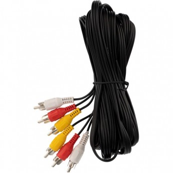 Шнур REXANT 3 RCA - 3 RCA, 5м, черный