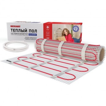 Теплый пол, нагревательный мат REXANT CLASSIC RNX-3-450, двухжильный, с экраном, площадь 3 м², 0.5х6 м, 450 Вт