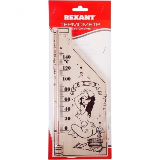 Термометр для сауны REXANT, основание — дерево, 110х265 мм 70-0507