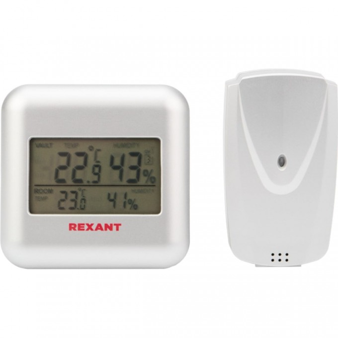 Термометр электронный REXANT S3341BF с часами и беспроводным выносным датчиком 70-0596