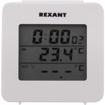Термометр REXANT электронный с часами и беспроводным выносным датчиком