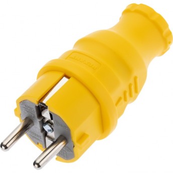 Вилка прямая REXANT 16А c/з влагозащищенная каучук желтая
