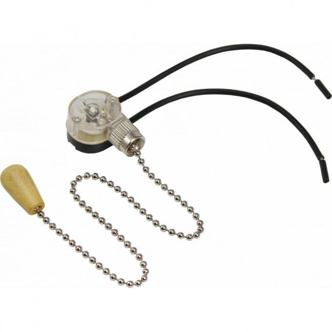 Выключатель для настенного светильника REXANT c проводом и деревянным наконечником «Silver» 32-0103