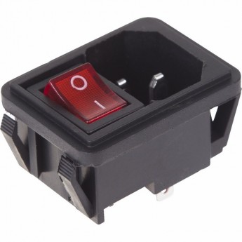Выключатель клавишный REXANT 10А красный с подсветкой и штекером