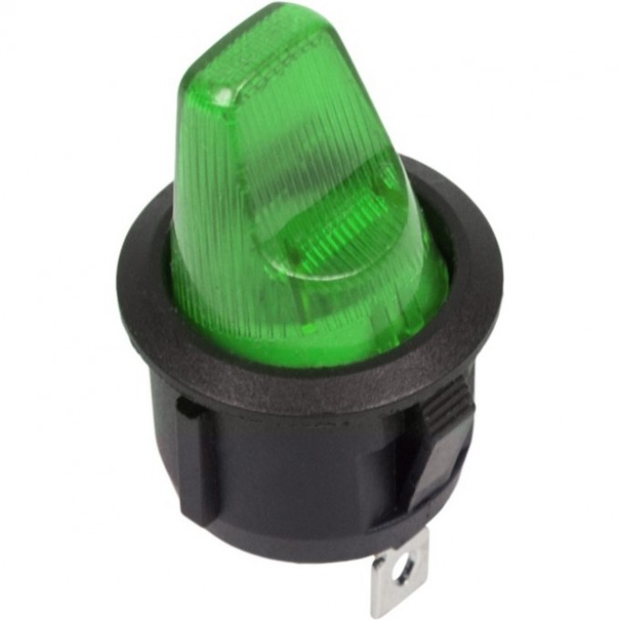 Выключатель клавишный REXANT 12V 16А (3с) ON-OFF круглый, зеленый с подсветкой (RWB-224, SС-214) 36-2593