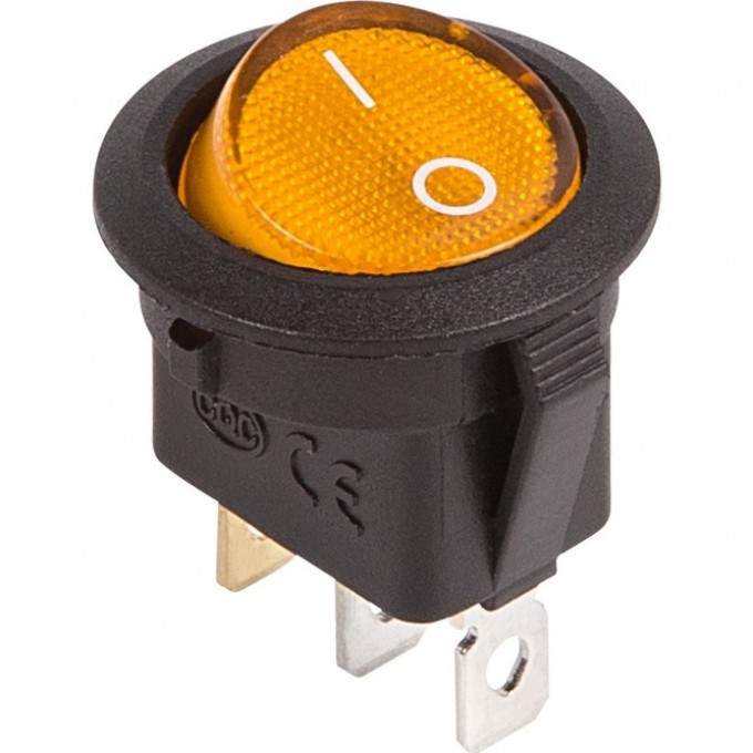 Выключатель клавишный REXANT 12V 20А (3с) ON-OFF круглый, желтый с подсветкой (RWB-214) 36-2587