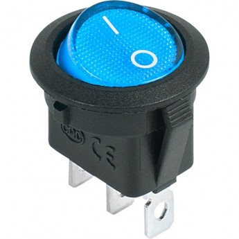 Выключатель клавишный REXANT 12V 20А (3с) ON-OFF круглый, синий с подсветкой (RWB-214)