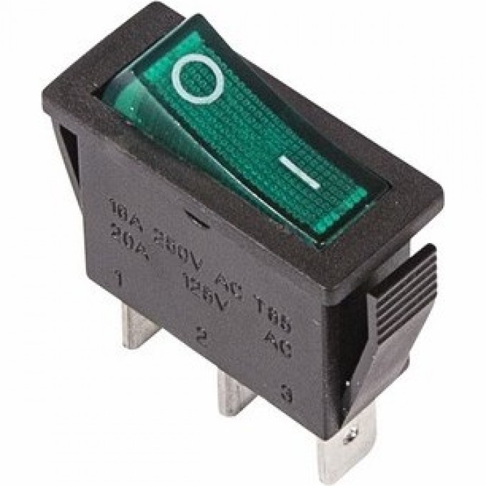Выключатель клавишный REXANT 15А зеленый с подсветкой 36-2213