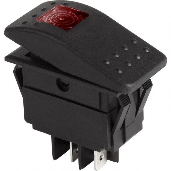 Выключатель клавишный REXANT 250 В красный с подсветкой 36-4490