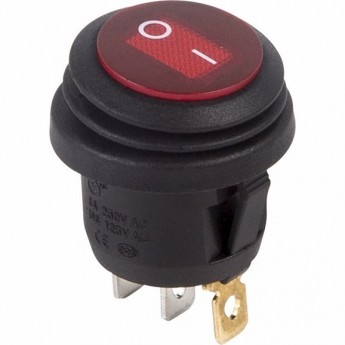 Выключатель клавишный REXANT 6А круглый красный с подсветкой влагозащита