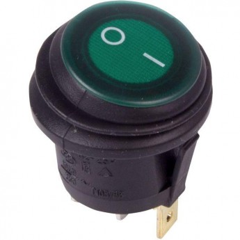 Выключатель клавишный REXANT 6А круглый зеленый с подсветкой влагозащита