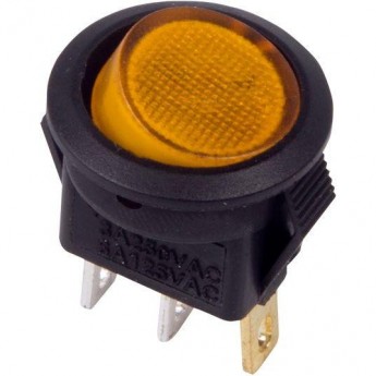 Выключатель клавишный REXANT MICRO RWB-106 3А круглый желтый с подсветкой