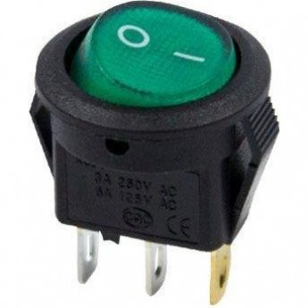 Выключатель клавишный REXANT MICRO RWB-106 3А круглый зеленый с подсветкой