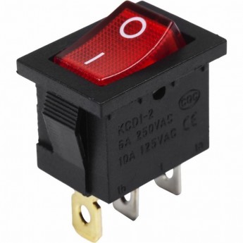 Выключатель клавишный REXANT MINI 15А красный с подсветкой