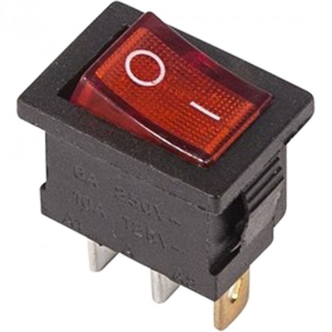Выключатель клавишный REXANT MINI RWB-206 6А красный с подсветкой 36-2150