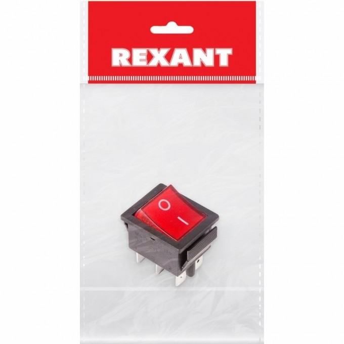 Выключатель клавишный REXANT RWB-506 красный индивидуальная упаковка 36-2350-1