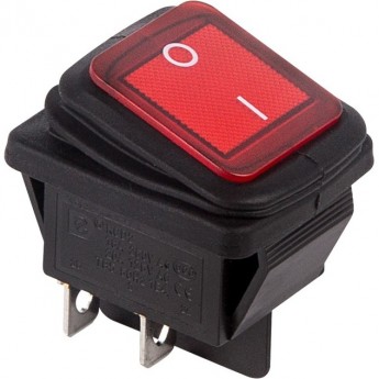 Выключатель клавишный REXANT RWB-507 250V 15А (4с) ON-OFF красный с подсветкой (влагозащита)