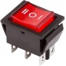 Выключатель клавишный REXANT RWB-509 красный с подсветкой и нейтралью 06-0309-B