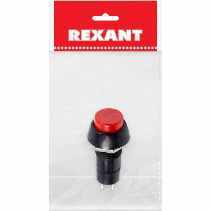 Выключатель-кнопка REXANT PBS-11В б/фикс красная индивидуальная упаковка 36-3040-1