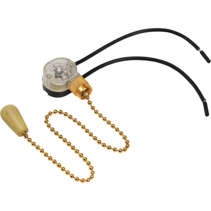 Выключатель REXANT для настенного светильника c проводом и деревянным наконечником золотой 06-0243-A